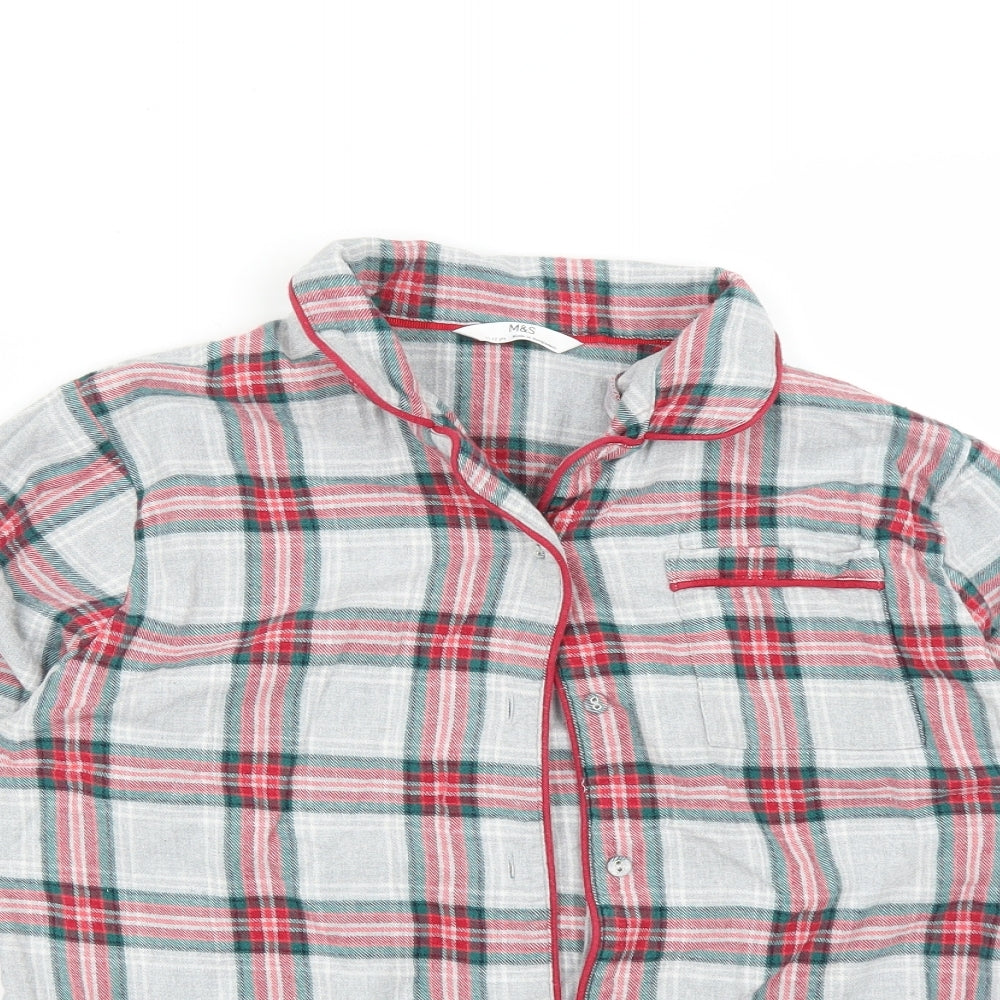 M&S Girls Multicoloured Check   Pyjama Top Size 11-12 Years