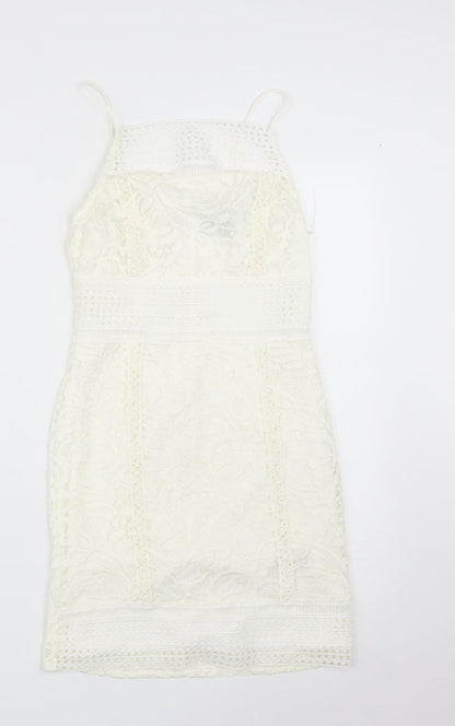 Topshop Womens White Floral  Bodycon  Size 8