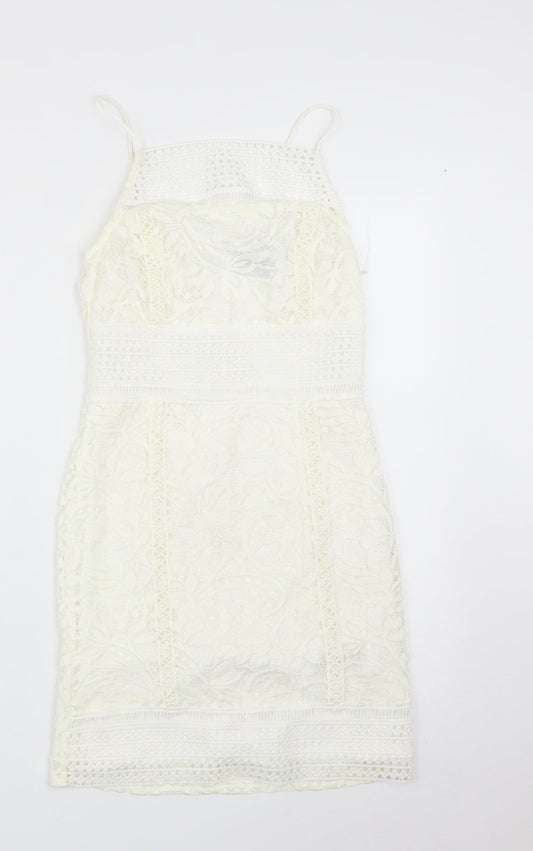 Topshop Womens White Floral  Bodycon  Size 8
