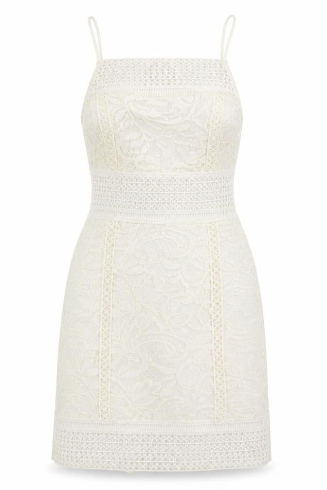 Front view of Topshop women’s white floral bodycon, size UK 8