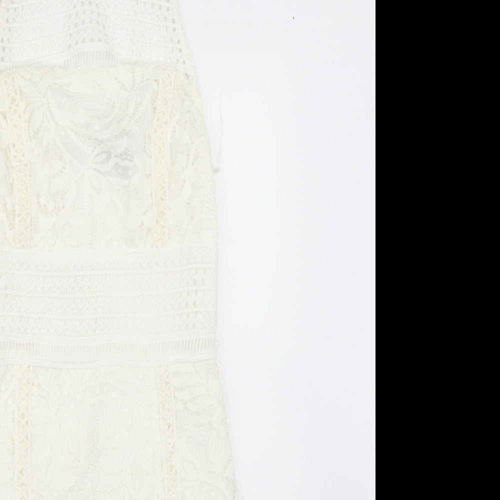 Topshop Womens White Floral  Bodycon  Size 8
