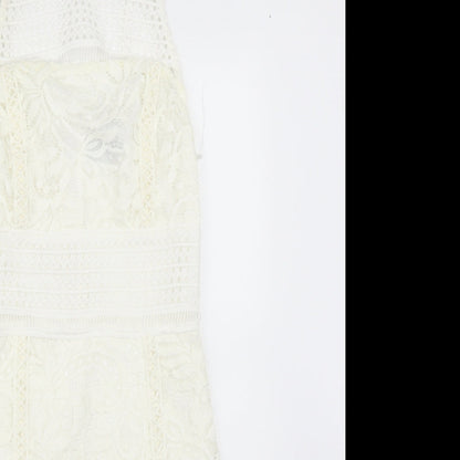 Topshop Womens White Floral  Bodycon  Size 8