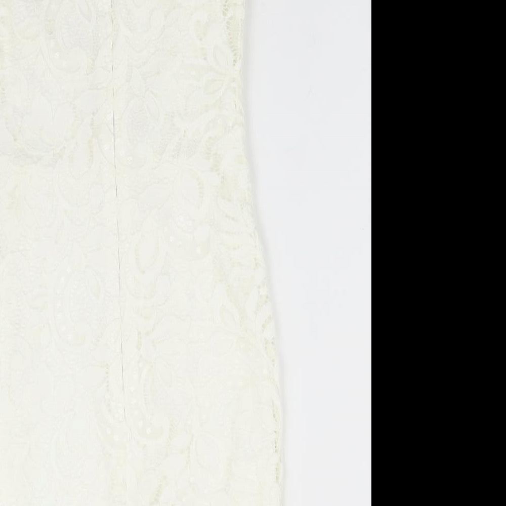 Topshop Womens White Floral  Bodycon  Size 8