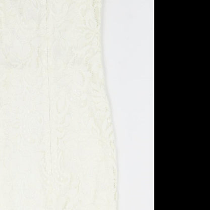 Topshop Womens White Floral  Bodycon  Size 8