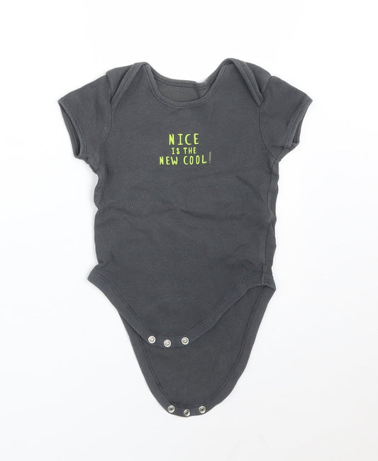 Front view of Primark Baby Grey Babygrow One-Piece, size 12-18, Months - NICE IS THE NEW COOL!