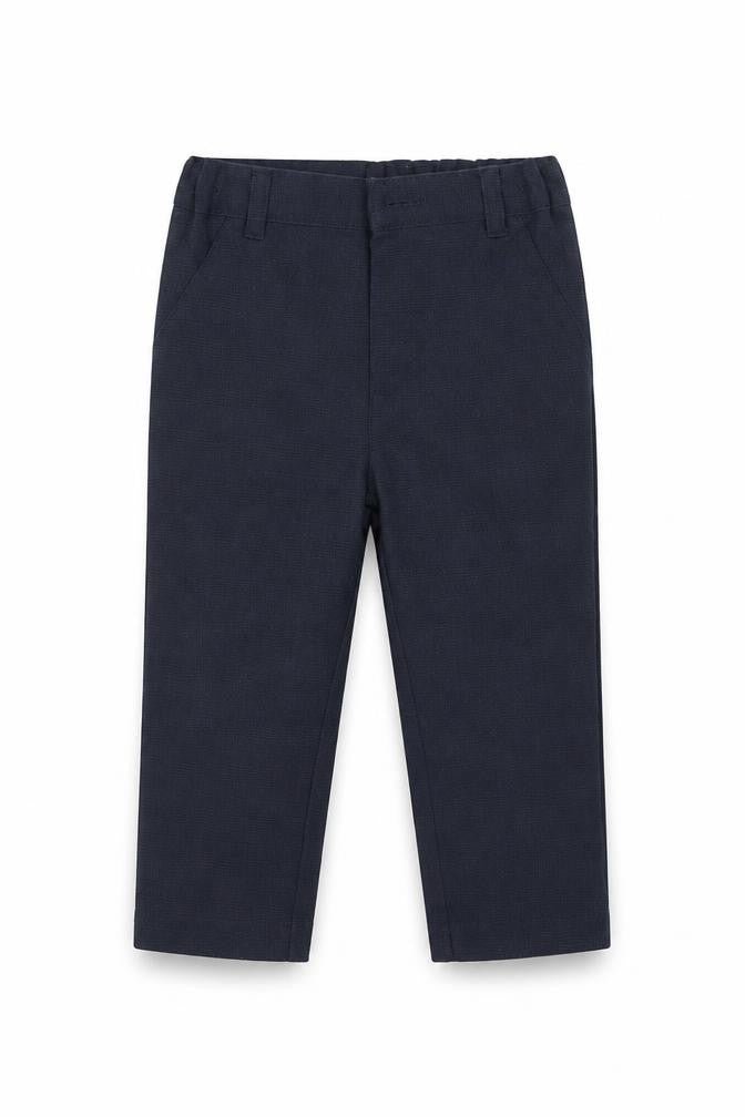 Front view of Primark boys’ blue trousers, size 12-18, months