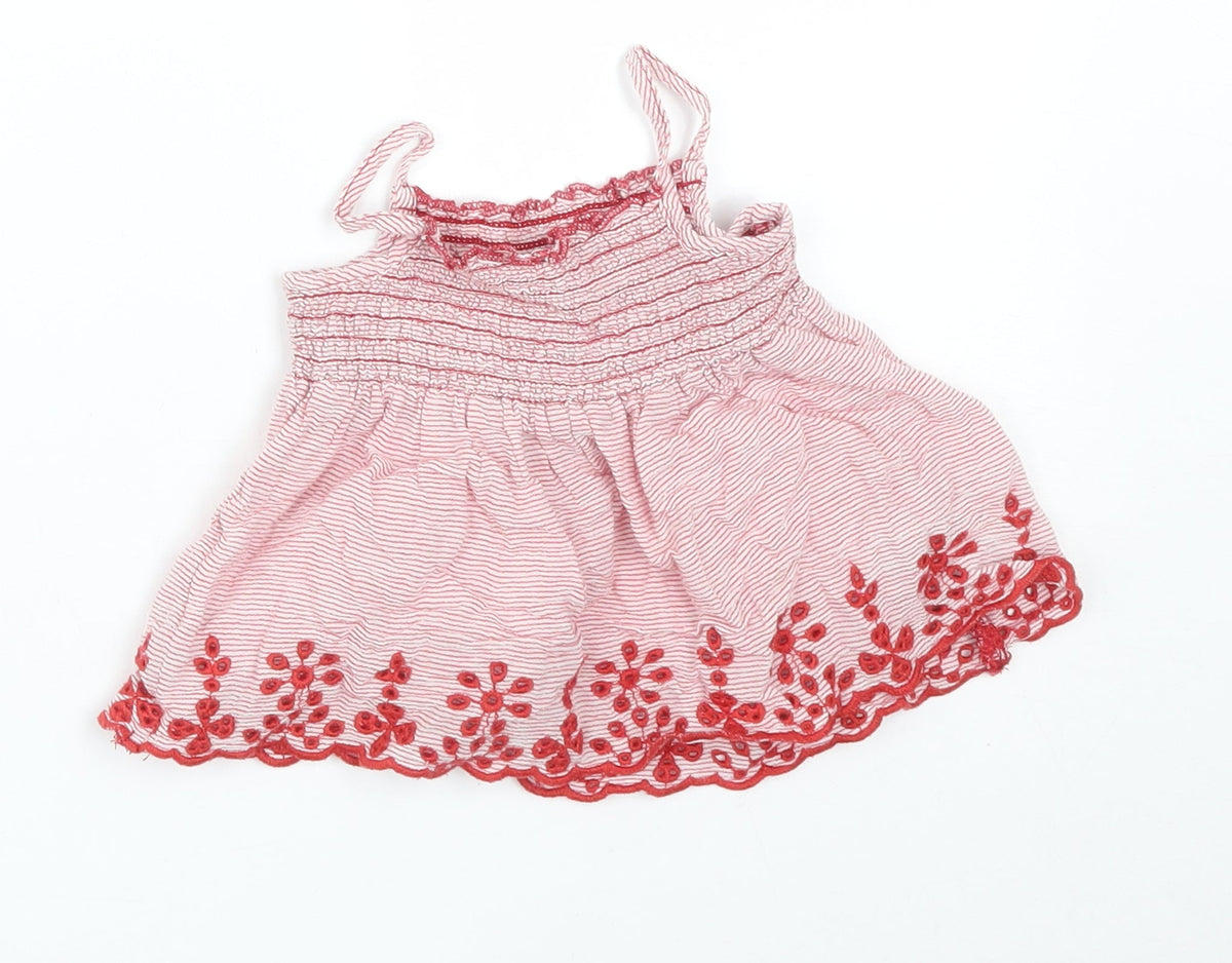 Additional front view of Primark girls’ red striped basic t-shirt, size 9-12, months