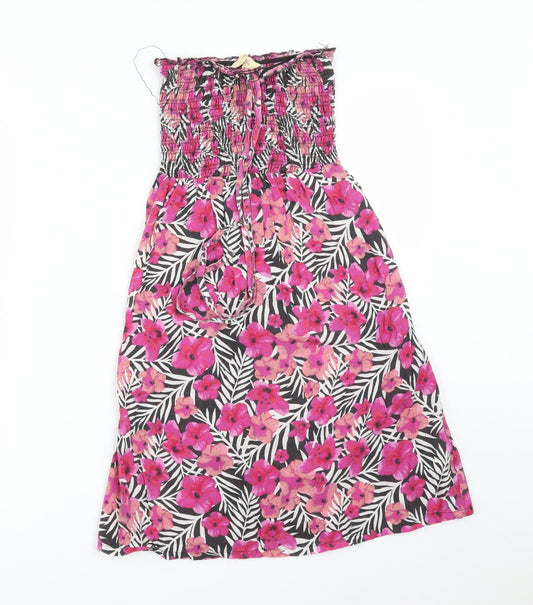 Peacocks Womens Pink Floral  A-Line  Size XS