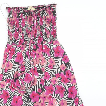 Peacocks Womens Pink Floral  A-Line  Size XS