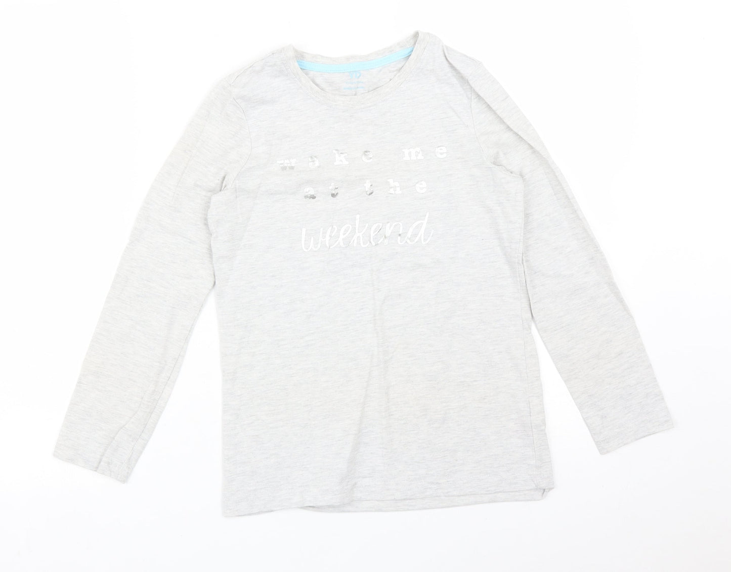 Primark Girls Grey Solid   Pyjama Top Size 11-12 Years  - WAKE ME UP AT THE WEEKEND