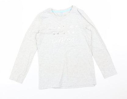 Primark Girls Grey Solid   Pyjama Top Size 11-12 Years  - WAKE ME UP AT THE WEEKEND