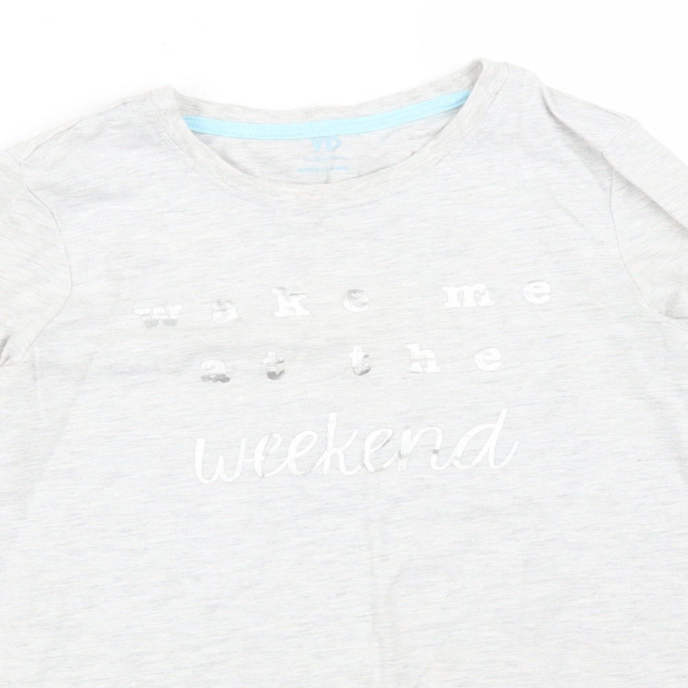 Primark Girls Grey Solid   Pyjama Top Size 11-12 Years  - WAKE ME UP AT THE WEEKEND