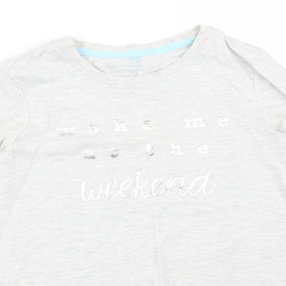 Primark Girls Grey Solid   Pyjama Top Size 11-12 Years  - WAKE ME UP AT THE WEEKEND