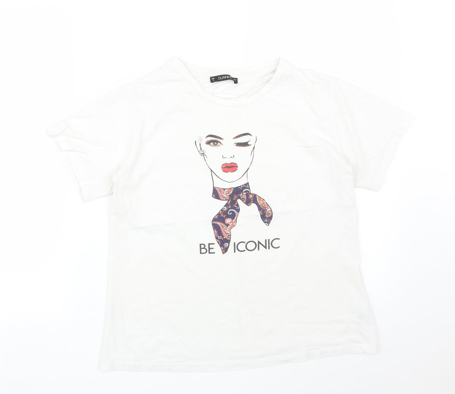 Womens UK Size S DUNNES White Basic T-Shirt