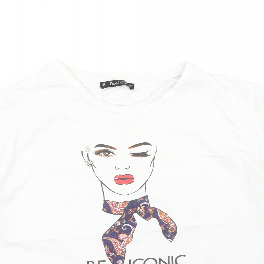 Womens UK Size S DUNNES White Basic T-Shirt