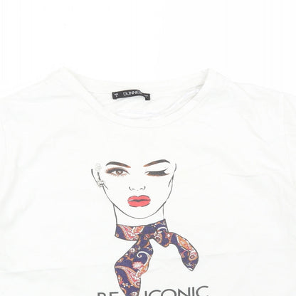 Womens UK Size S DUNNES White Basic T-Shirt