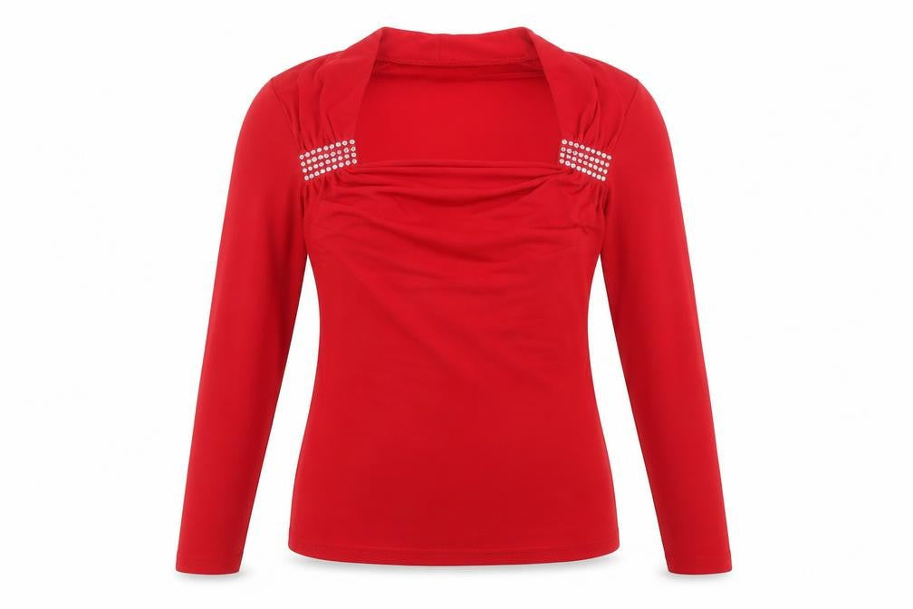 Womens UK Size 14 Kaleidoscope Red Basic T-Shirt