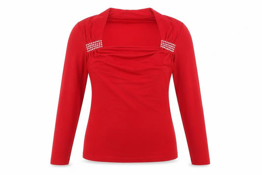 Womens UK Size 14 Kaleidoscope Red Basic T-Shirt
