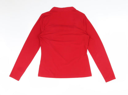 Womens UK Size 14 Kaleidoscope Red Basic T-Shirt