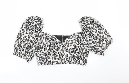 I SAW IT FIRST Womens Multicoloured Animal Print  Basic T-Shirt Size 12