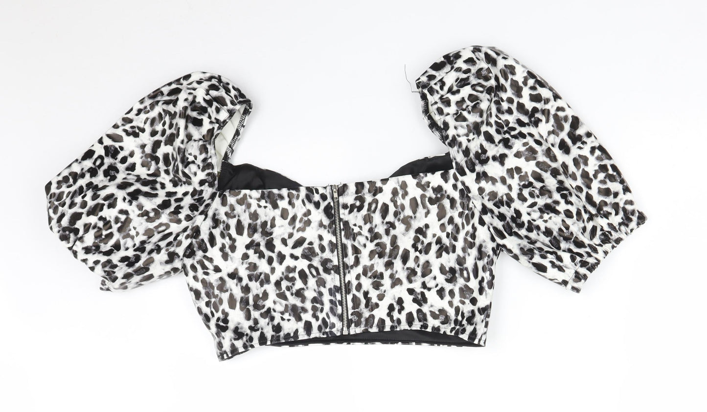 I SAW IT FIRST Womens Multicoloured Animal Print  Basic T-Shirt Size 12