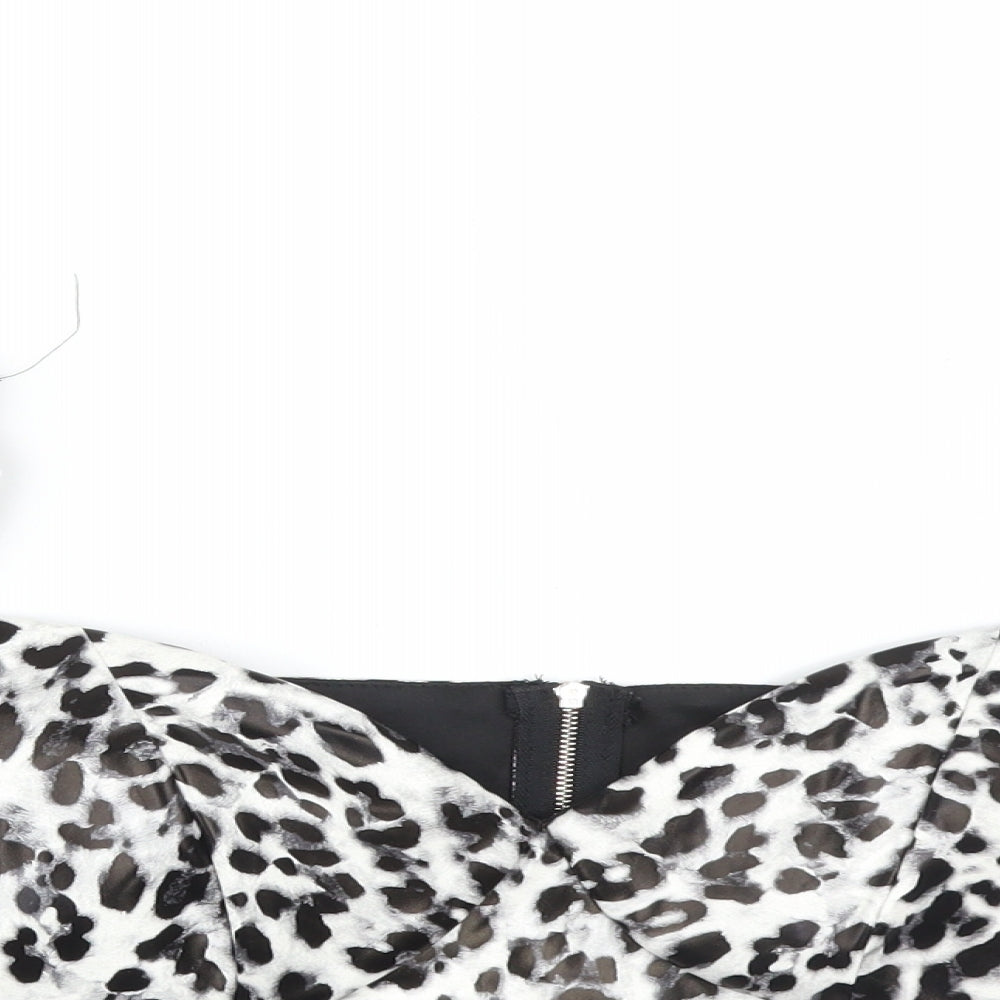 I SAW IT FIRST Womens Multicoloured Animal Print  Basic T-Shirt Size 12