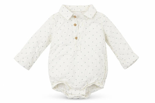 Front view of Tu Baby White Geometric Leotard One-Piece, size 9-12, Months