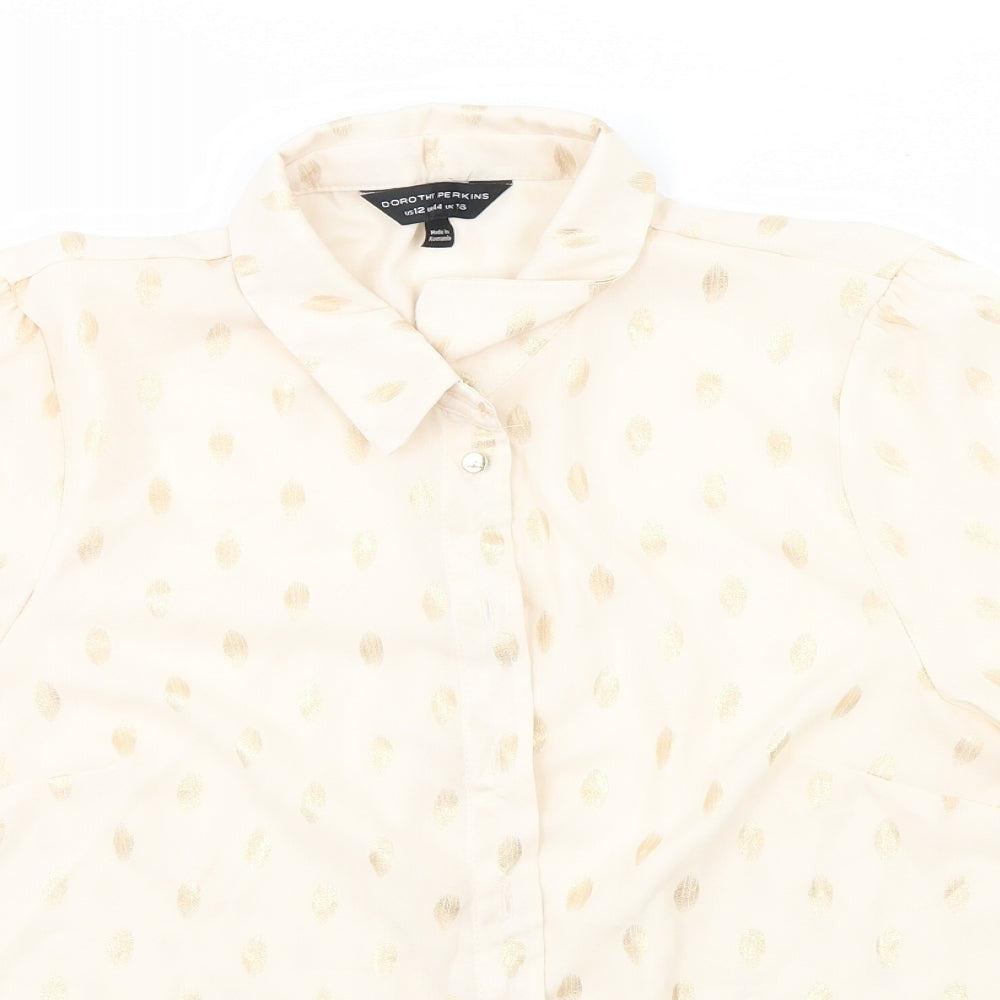Womens UK Size 16 Dorothy Perkins Ivory Basic Button-Up