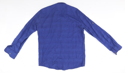Mens UK Size 2XL Preworn Blue  Button-Up Long Sleeve Casual Shirt