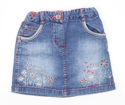 Cherokee Girls Blue Floral  Straight & Pencil Skirt Size 3-4 Years