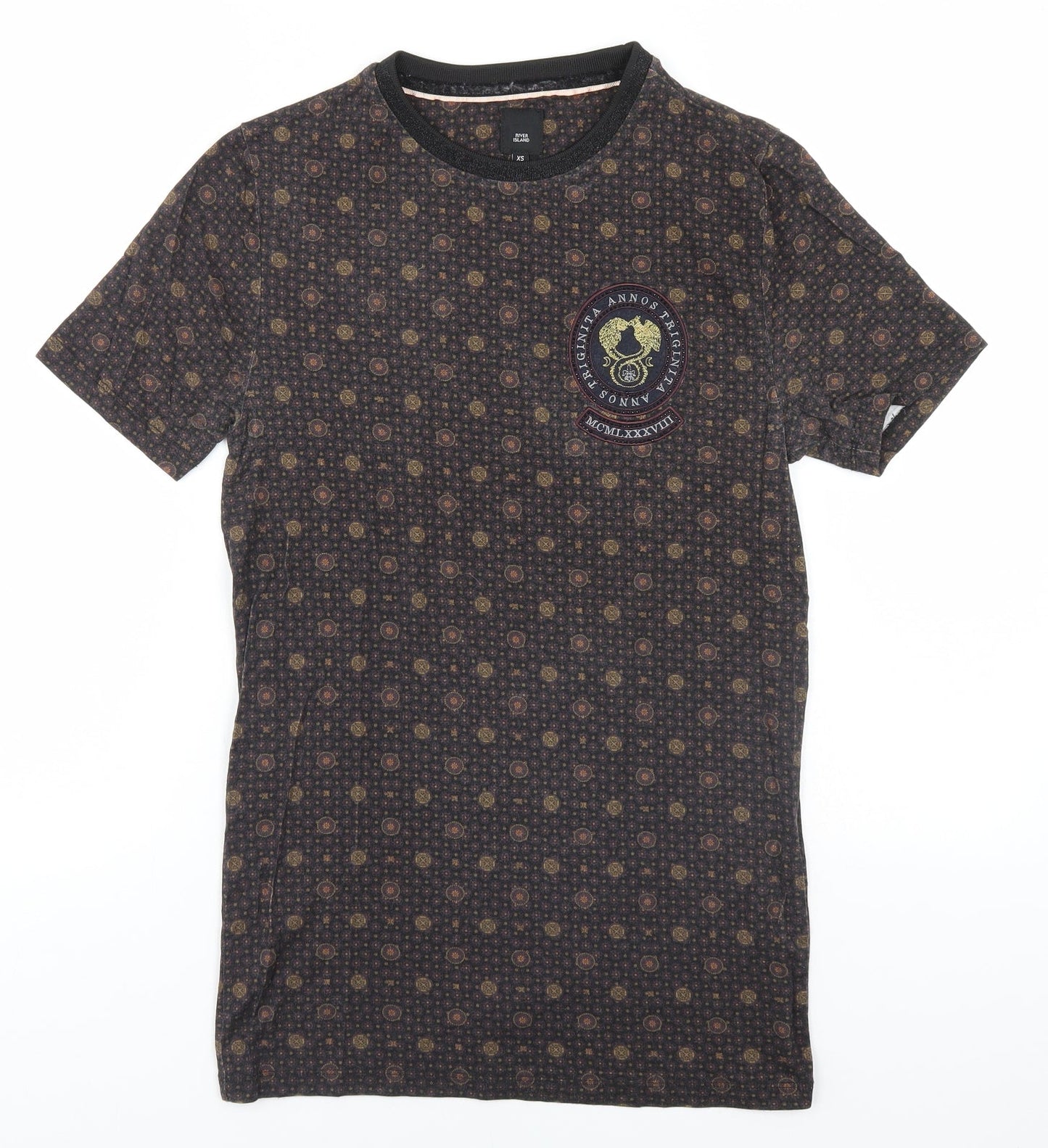 Womens UK Size XS River Island Brown Basic T-Shirt