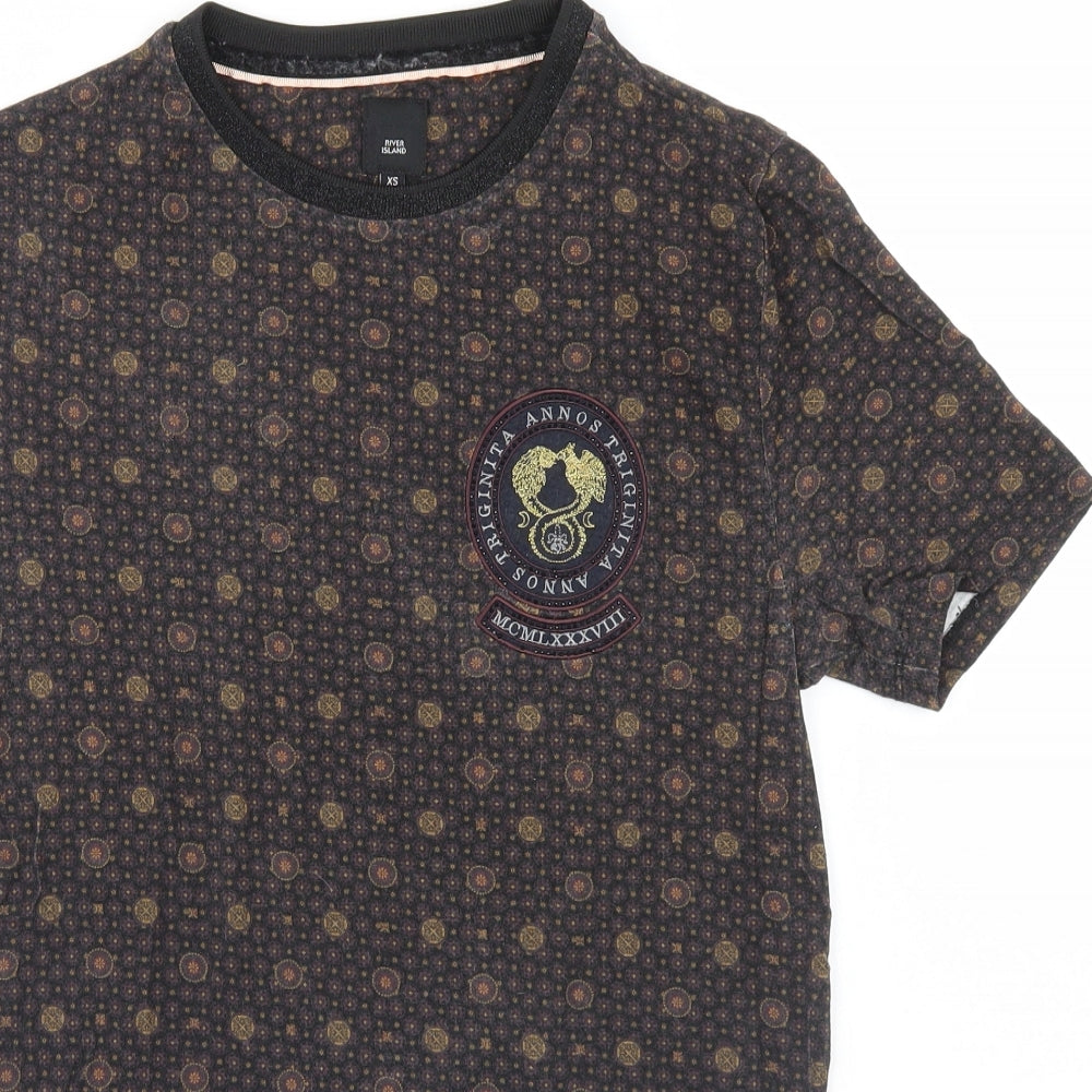 Womens UK Size XS River Island Brown Basic T-Shirt
