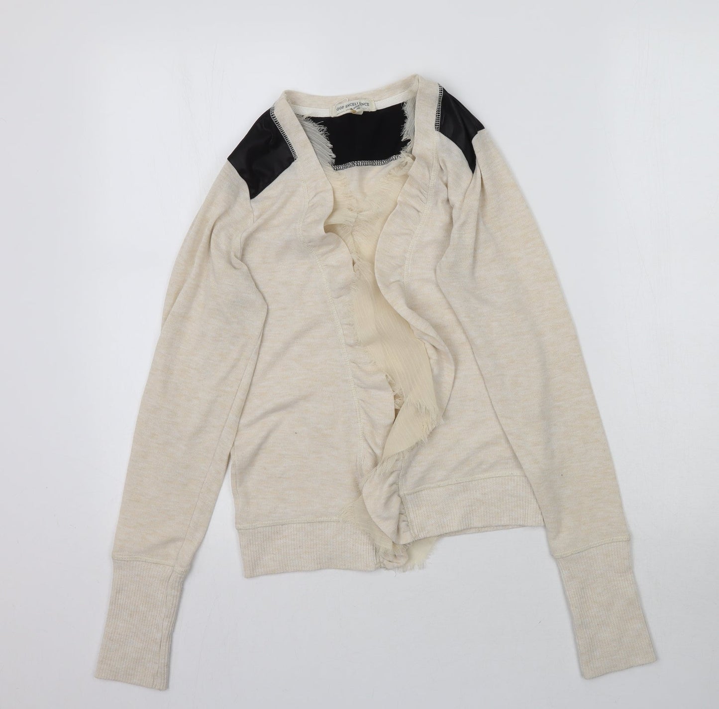 Poof Excellence Womens Beige  Knit Cardigan Jumper Size S