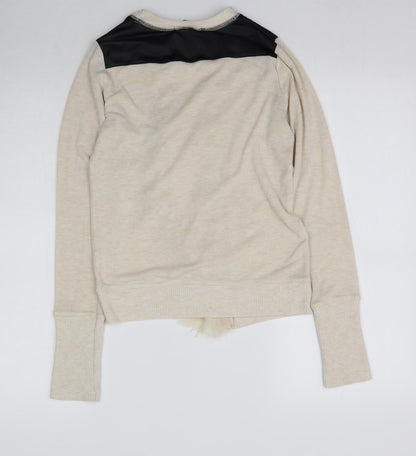 Poof Excellence Womens Beige  Knit Cardigan Jumper Size S