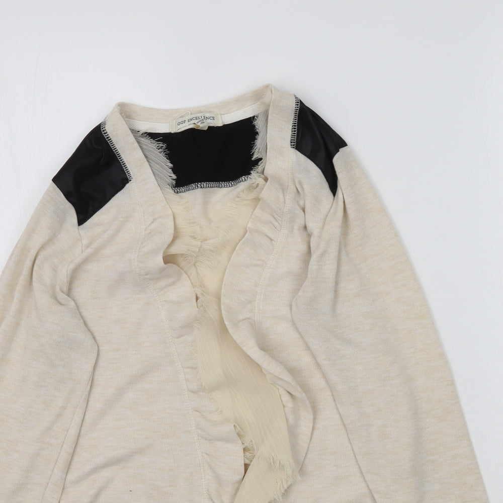 Poof Excellence Womens Beige  Knit Cardigan Jumper Size S