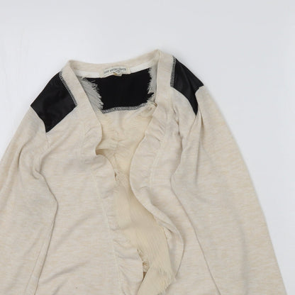 Poof Excellence Womens Beige  Knit Cardigan Jumper Size S