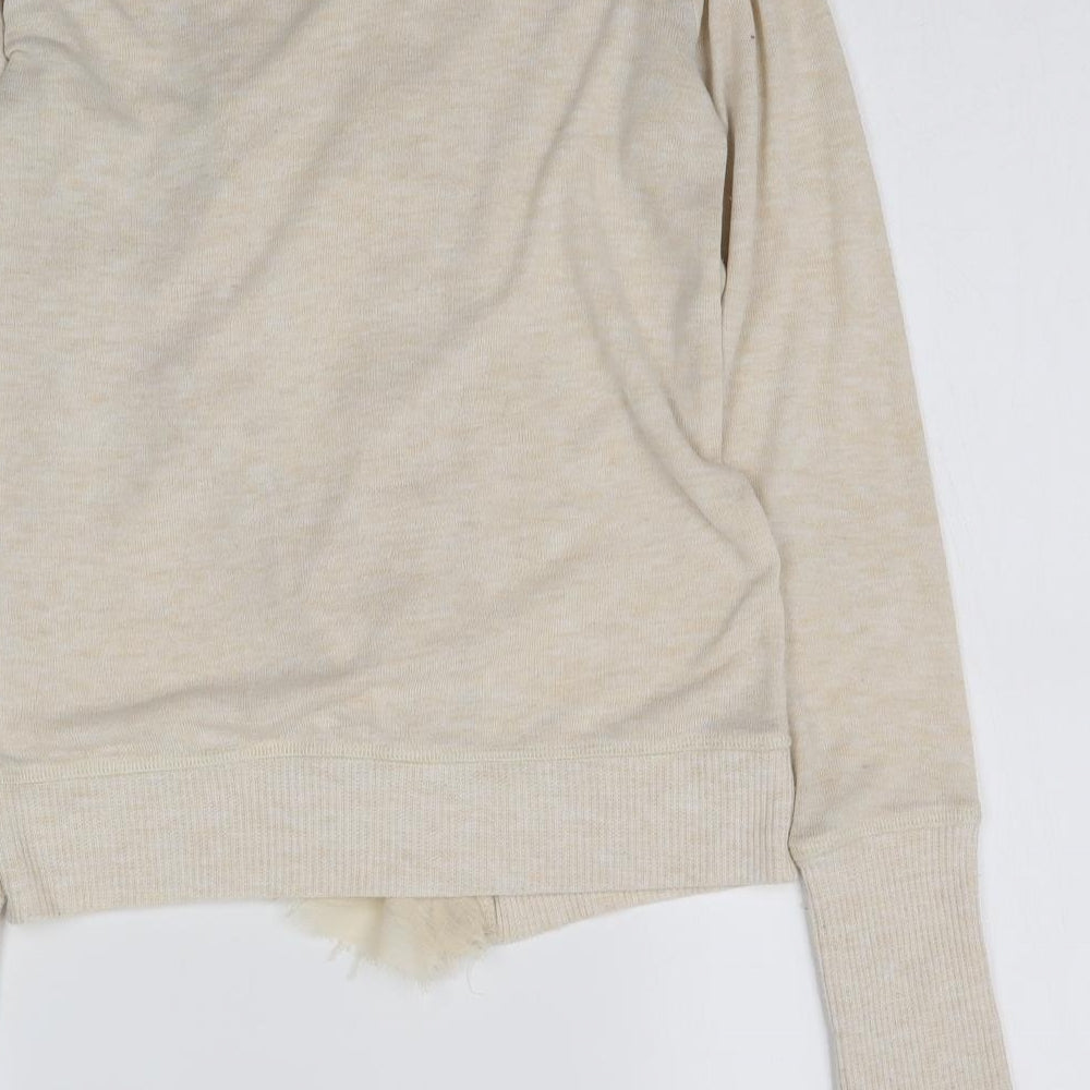 Poof Excellence Womens Beige  Knit Cardigan Jumper Size S