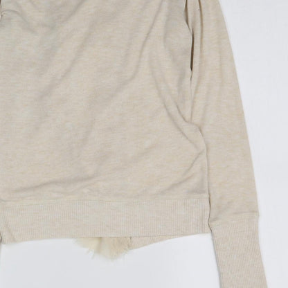 Poof Excellence Womens Beige  Knit Cardigan Jumper Size S