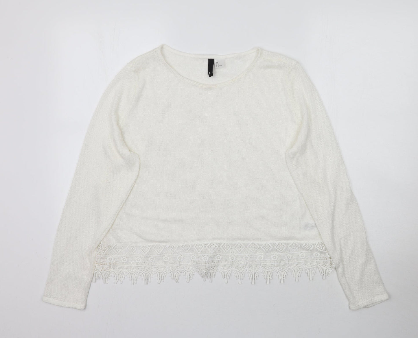 Womens UK Size L H&M White Pullover Jumper