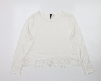Womens UK Size L H&M White Pullover Jumper