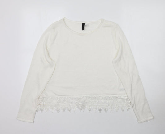 Womens UK Size L H&M White Pullover Jumper
