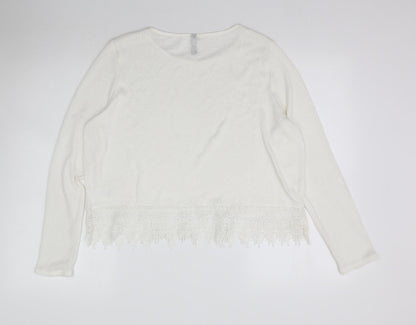 Womens UK Size L H&M White Pullover Jumper