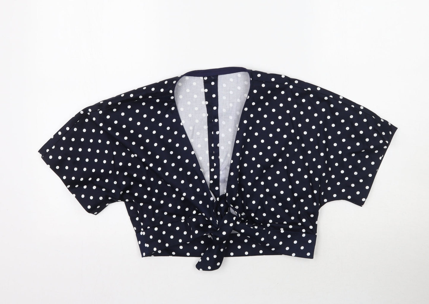 Womens UK Size L Preworn Blue Cropped Blouse
