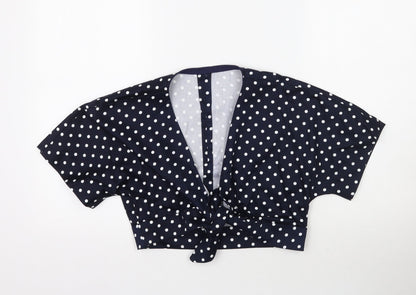 Womens UK Size L Preworn Blue Cropped Blouse