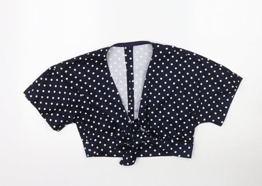 Womens UK Size L Preworn Blue Cropped Blouse