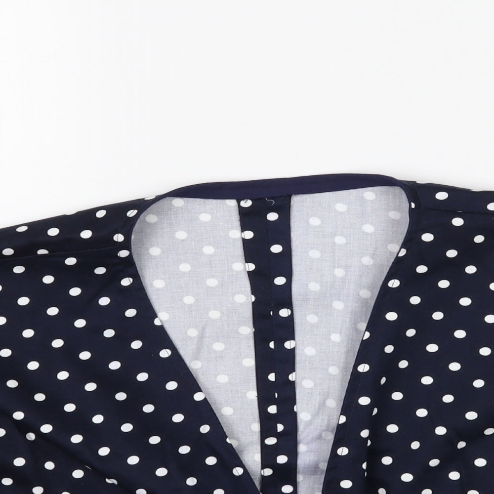 Womens UK Size L Preworn Blue Cropped Blouse