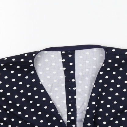 Womens UK Size L Preworn Blue Cropped Blouse