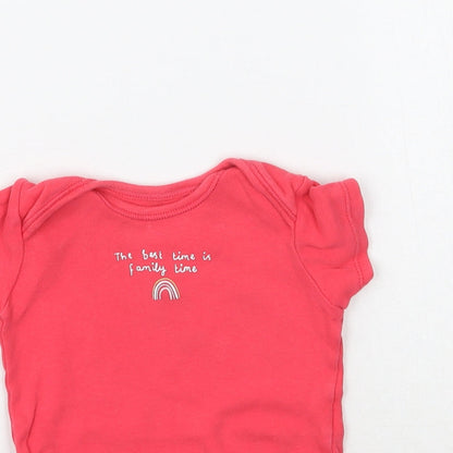George Girls Pink   Babygrow One-Piece Size 6-9 Months  - The best time is family time Rainbow