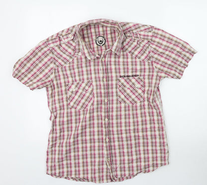 Mens UK Size L Duck and Cover Multicoloured  Button-Up Short Sleeve Casual Shirt