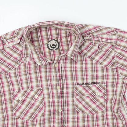 Mens UK Size L Duck and Cover Multicoloured  Button-Up Short Sleeve Casual Shirt